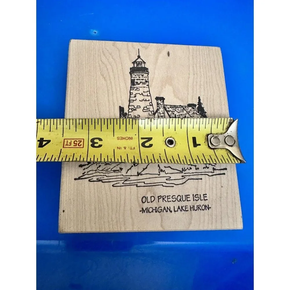 Old Presque Isle Lighthouse Michigan‎ Lake Huron Rubber Stamp See Pictures